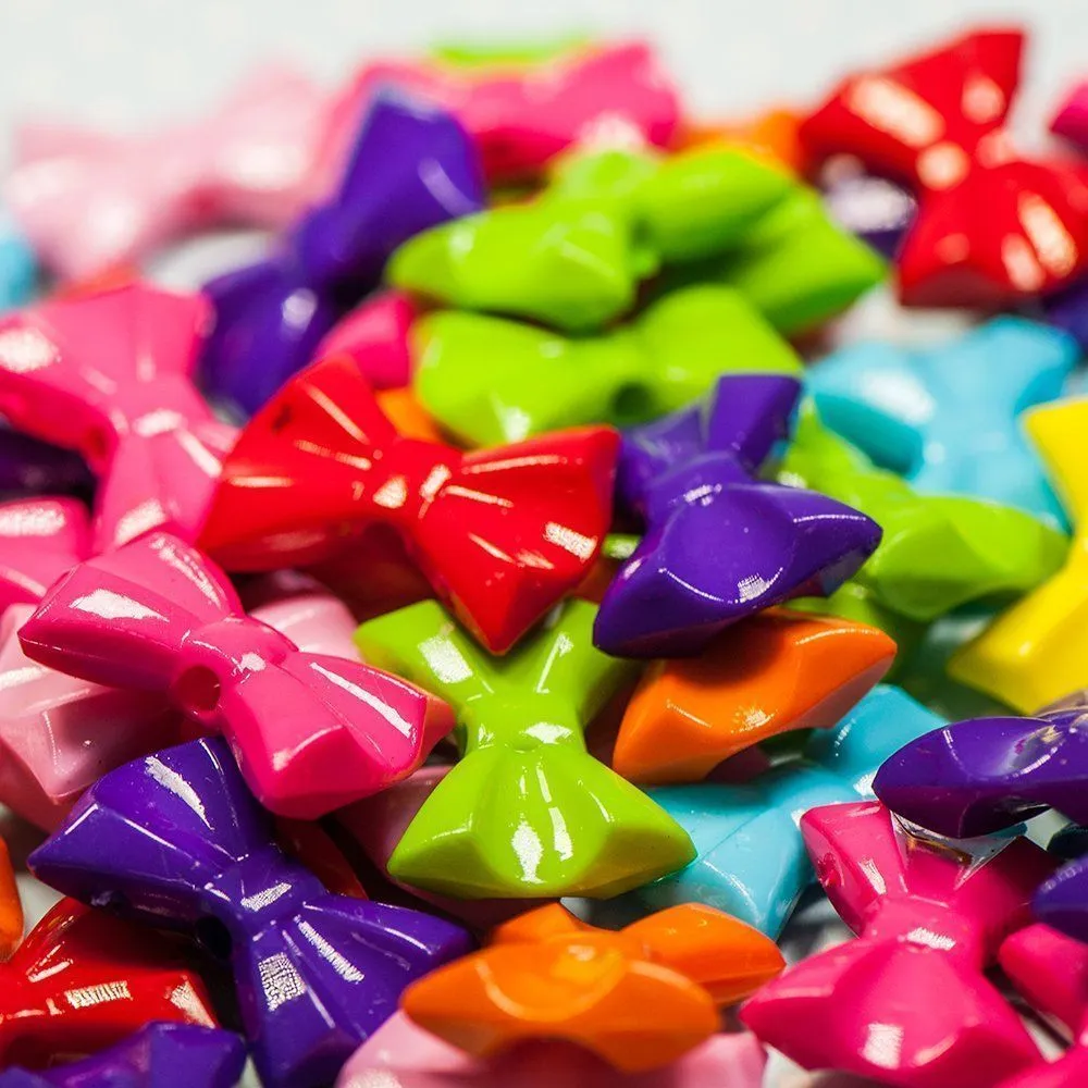 бусина, акрил "бантик", цветовой микс, 19x26x7 мм