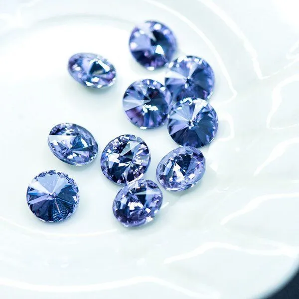 кабошон стекло риволи, цвет tanzanite, 12 мм