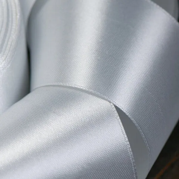 лента, атлас, цвет белый снег, ширина 50 мм ленты