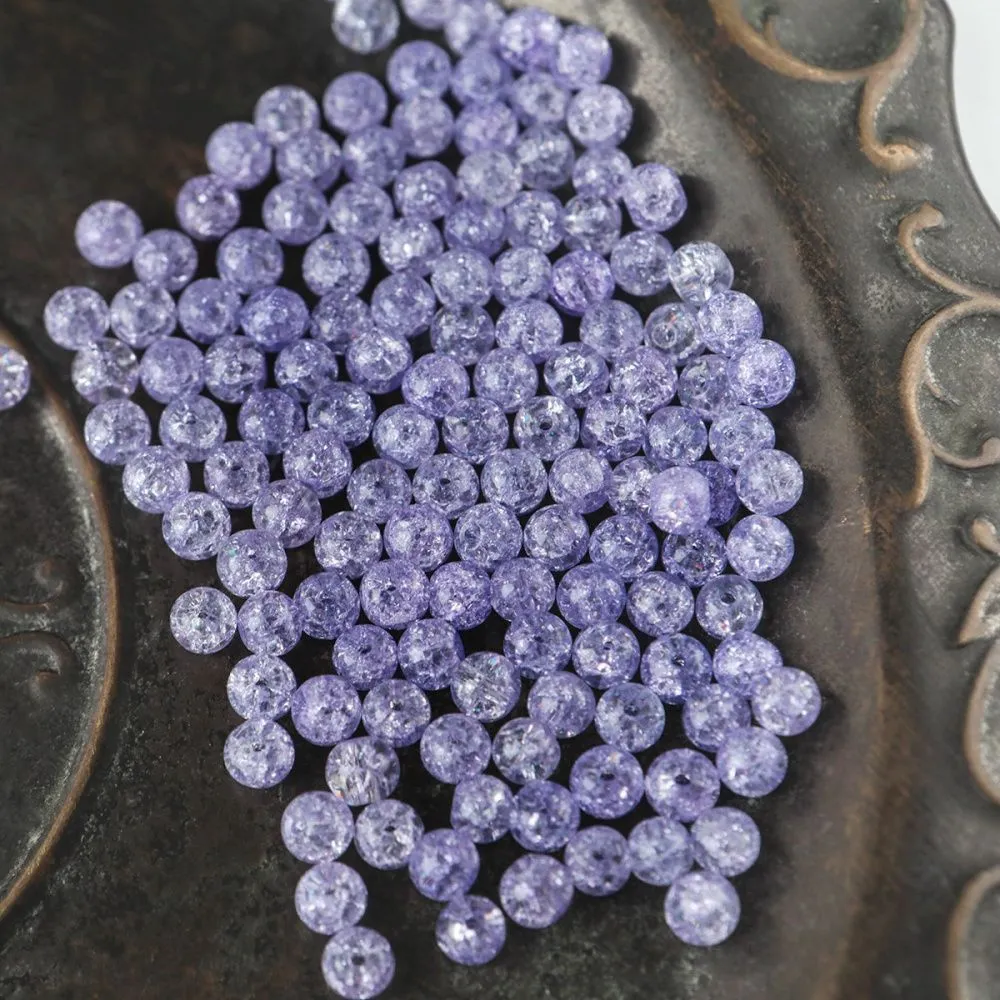 бусина, стекло "кракле", цвет сиреневый, 6 мм