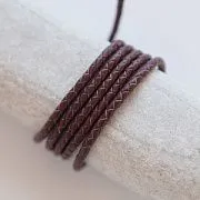 Шнур кожаный круглый, плетеный, цвет коричневый, диаметр 4 мм