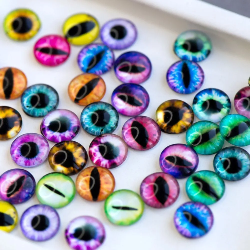 кабошон стеклянный "глазки", с принтом, 10х4 мм