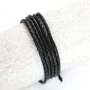 Шнур кожаный круглый, плетеный, цвет черный, диаметр 3.3 мм