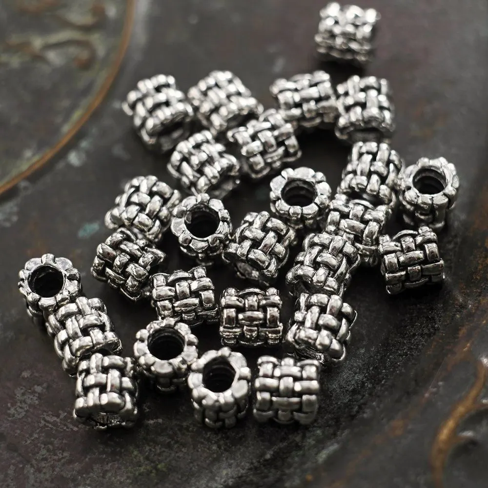 ес бусина металл "сетка", цвет античное серебро, 9x9 мм