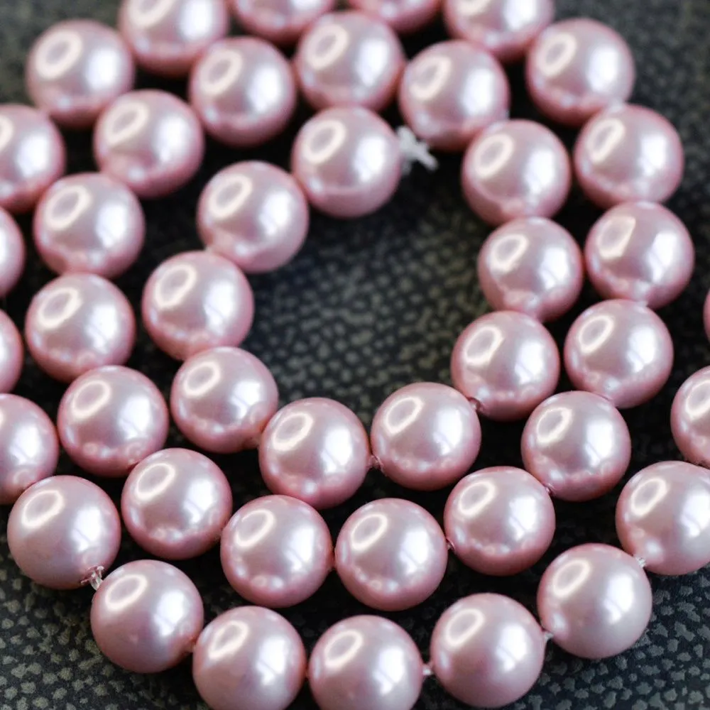ракушечный жемчуг круглый, цвет розовый, 8 мм