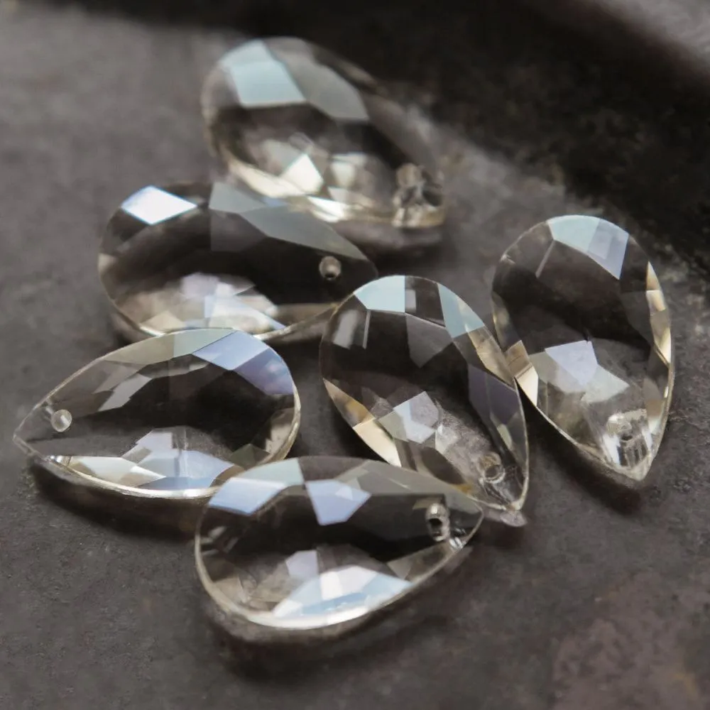 подвеска стеклянная "капля", граненая, цвет шампанского, 22х13 мм