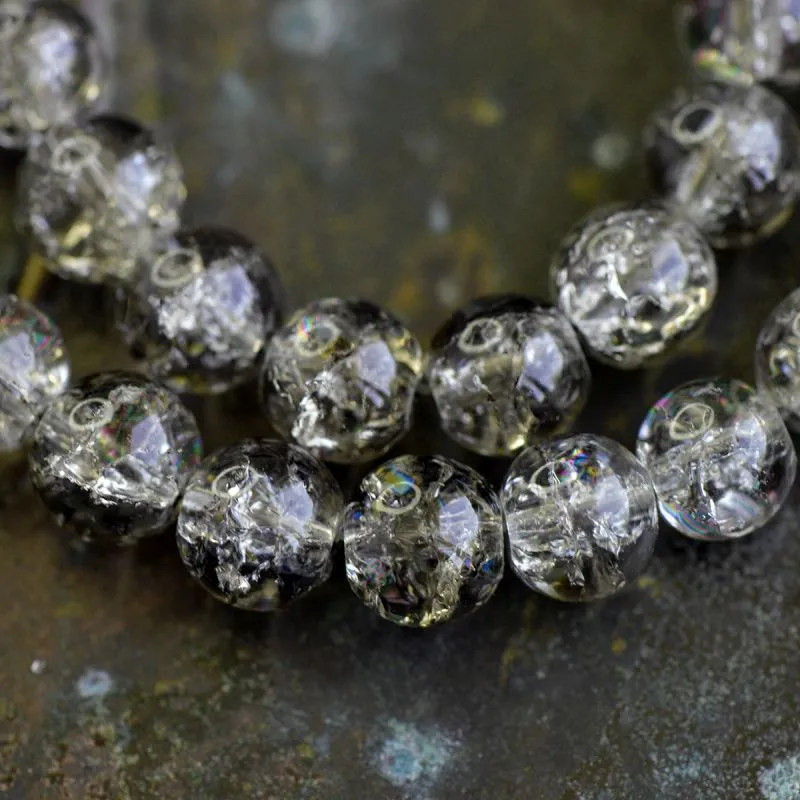 бусина, стекло "кракле", цвет дымчатый, 10 мм