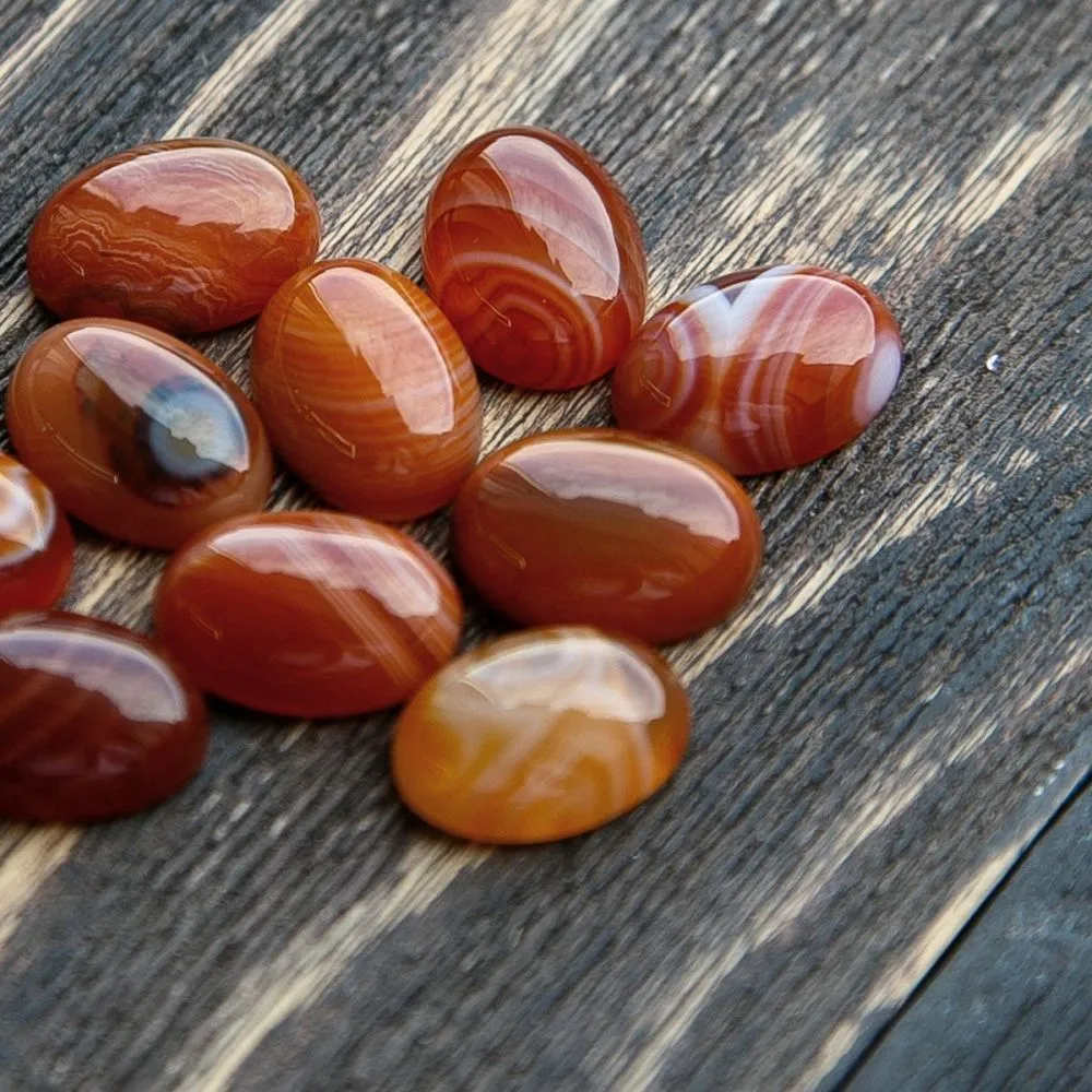 кабошон агат овальный, цвет терракотовый, 18x13x7.5 мм