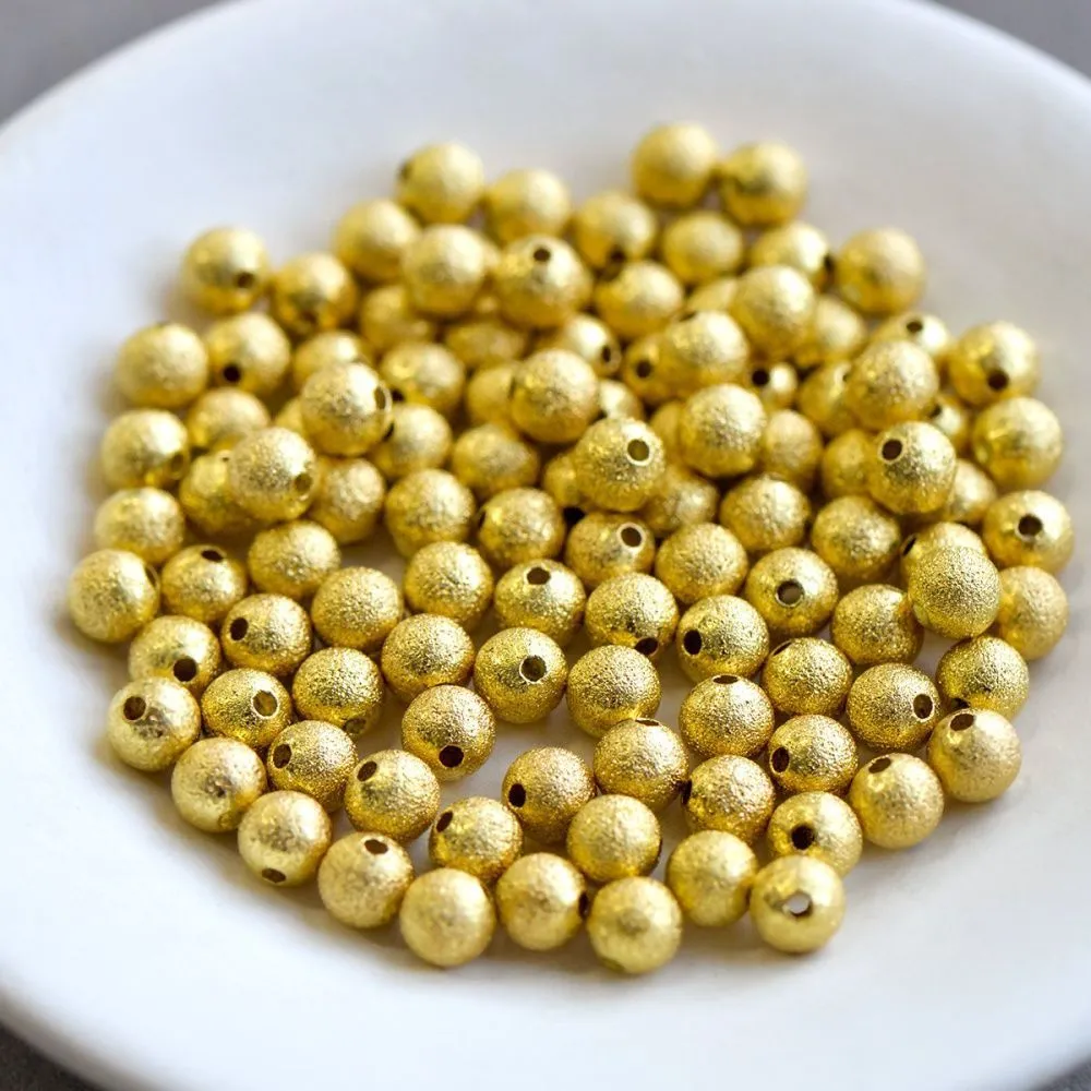 бусина, металл "звездная пыль" 6, цвет золото, 6 мм