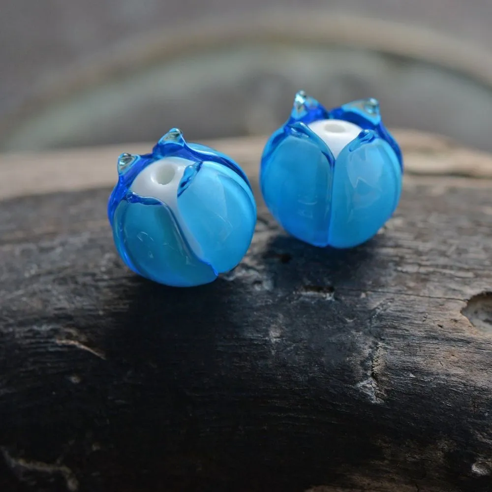 бусина, мурано "бутончик", голубой, 13х12 мм