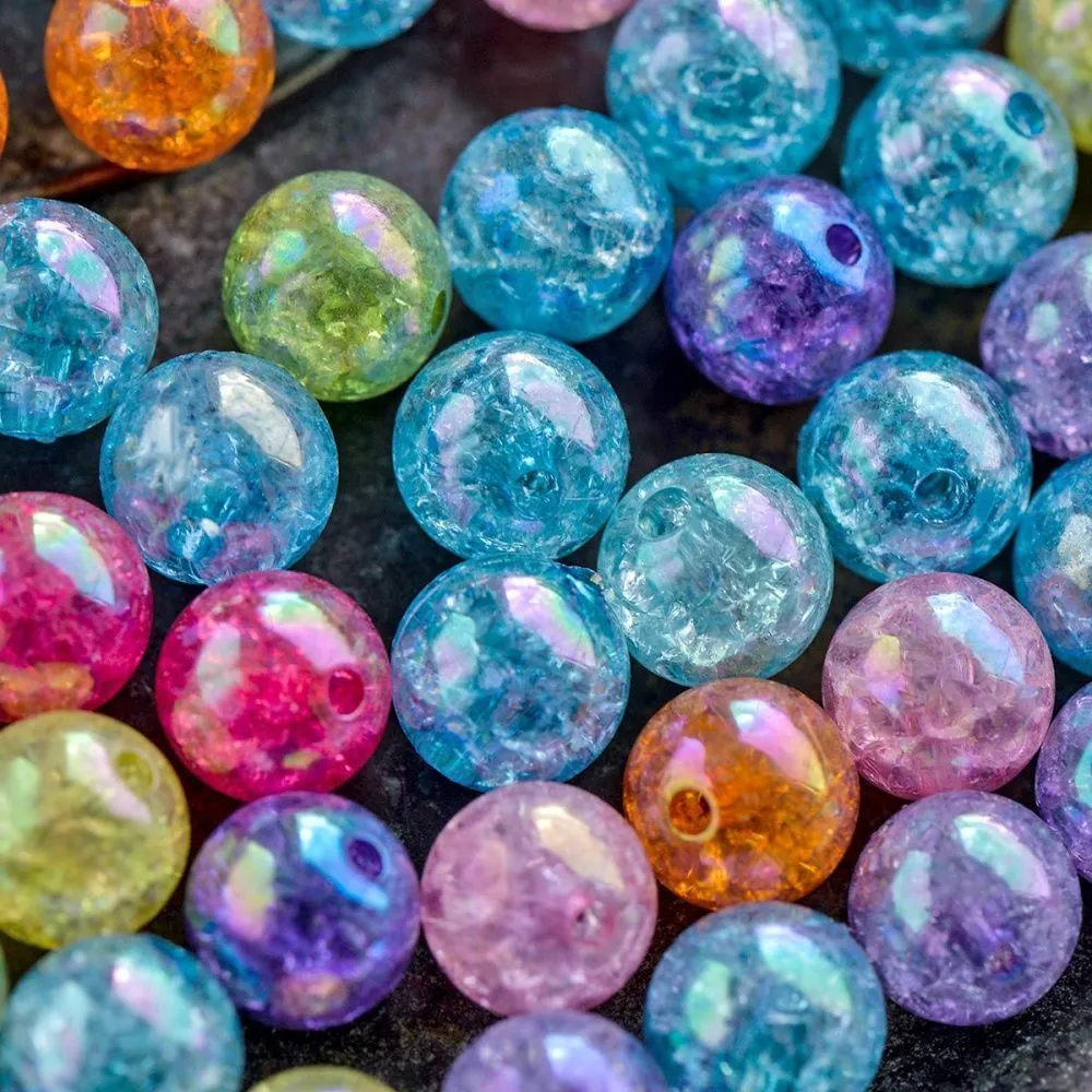 бусина, акрил "кракле", цветовой микс ab, 12 мм