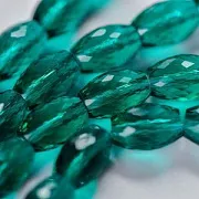 Бусина, стекло овальная, граненая, цвет изумрудный, 11.5x8 мм
