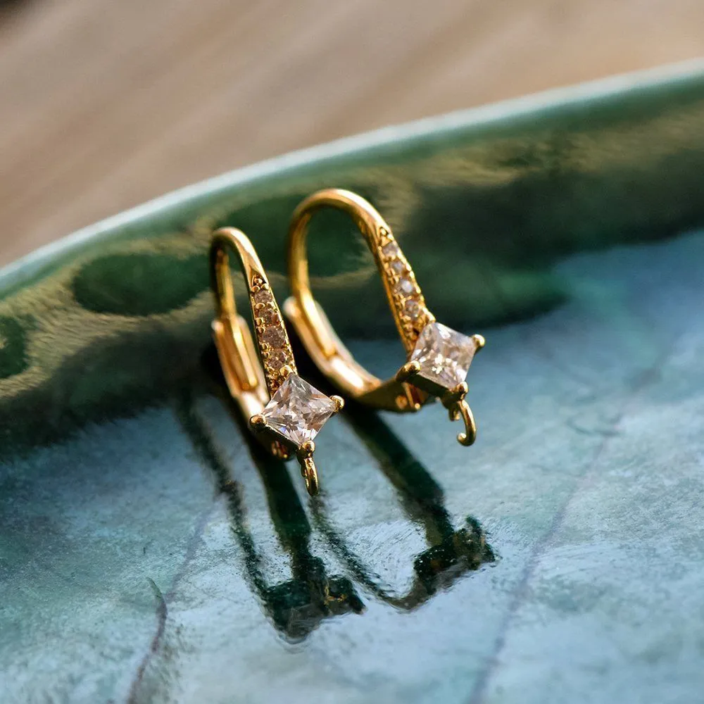 швензы "люкс", с цирконием, позолоченные, 18x11.5x5 мм 